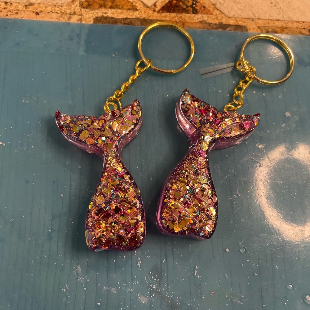 Mermaid tail resin keychain